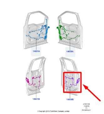 2019 Ford F150 Rear Right Passenger Door Wire Harness HL3T-14632-FC OEM - Alshned Auto Parts