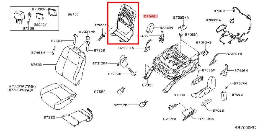 14-20 Infiniti QX60 Front Right Side Seat Back Panel Cover Trim 87640-3JA4A OEM - Alshned Auto Parts