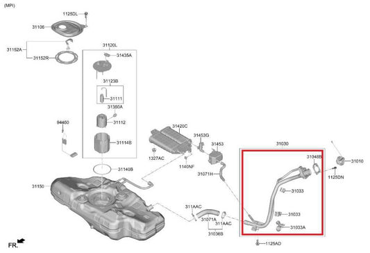 2021-2026 Hyundai Elantra SE 2.0L Fuel Filler Neck Hose Tube Pipe 31030-AA500 - Alshned Auto Parts