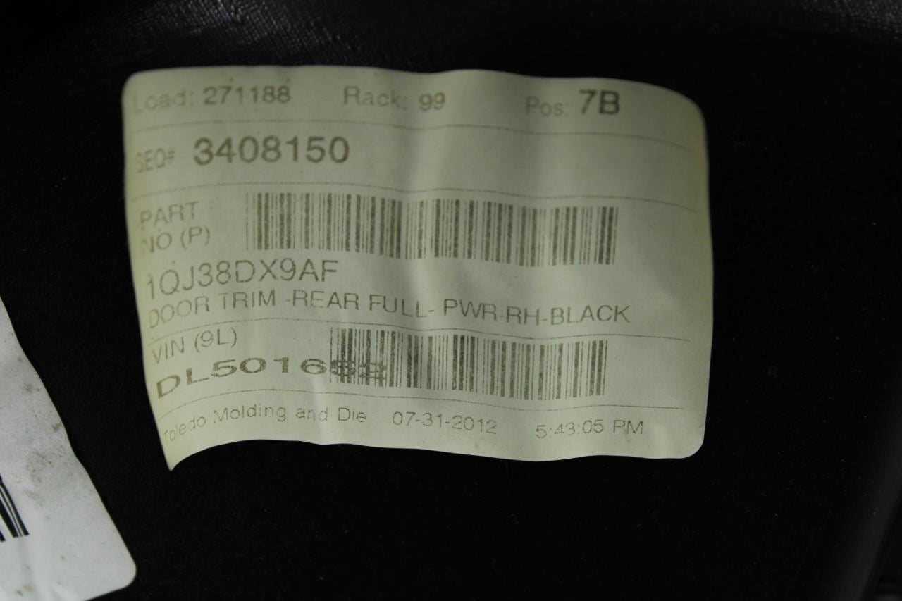 2011-2017 Jeep Wrangler Sahara Rear Right Passenger Door Trim Panel 1QJ38DX9AF - Alshned Auto Parts