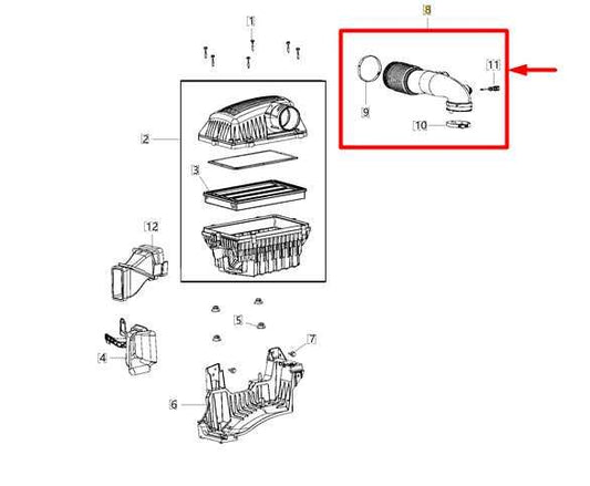 2020-2024 Ram 1500 5.7L Air Cleaner Inlet Duct Tube Hose 68449572AA OEM - Alshned Auto Parts