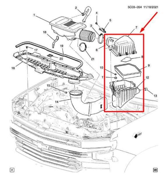 2019-2021 Chevrolet Silverado 1500 Air Intake Cleaner 84412393 OEM - Alshned Auto Parts