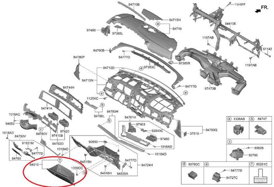 2023-2025 Kia Sportage Hybrid EX Glove Box Storage Compartment 84510-P1100GYT - Alshned Auto Parts