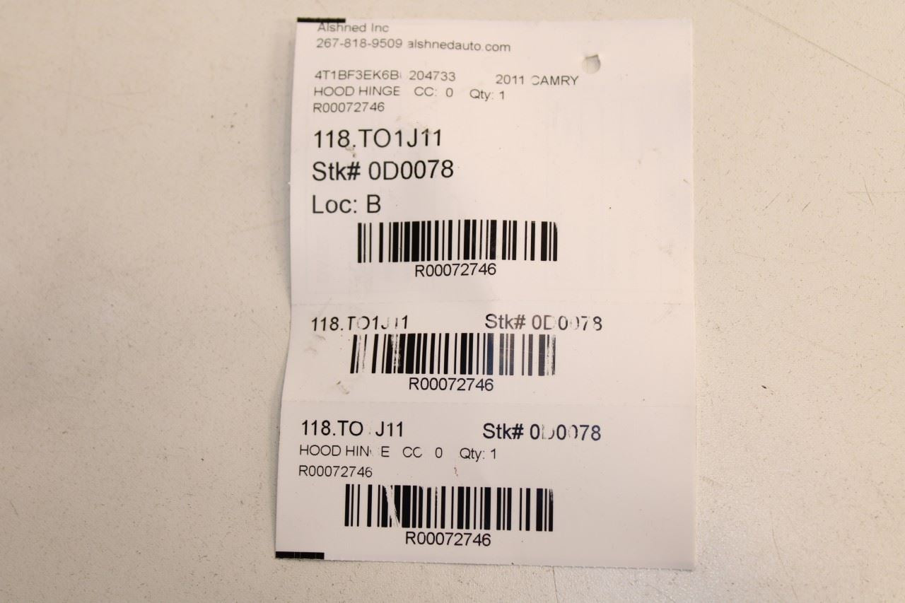 07-11 Toyota Camry LE Front Right Passenger and Left Driver Side Hood Hinge Set - Alshned Auto Parts