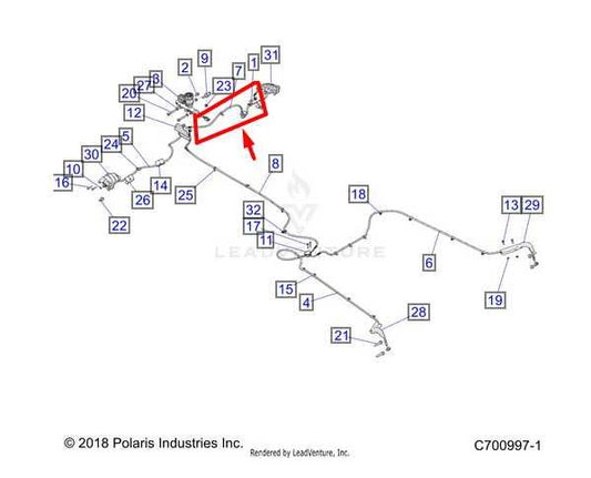 20-24 Polaris RZR XP 1000 Front Right Passenger Side Brake Line Hose 1912881 OEM - Alshned Auto Parts