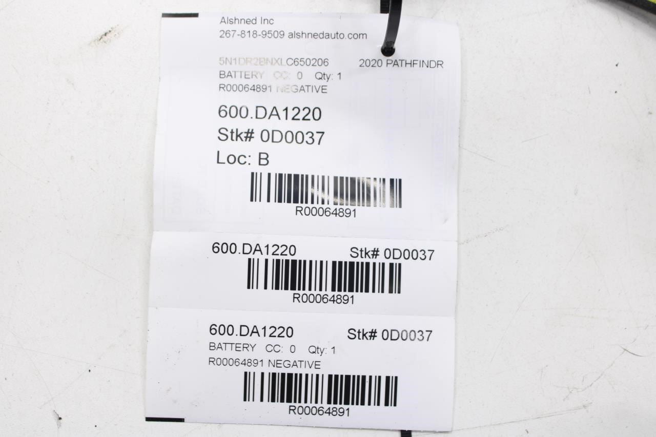 18-20 Nissan Pathfinder SV 3.5L Negative Battery Cable w Negative Terminal Clamp - Alshned Auto Parts