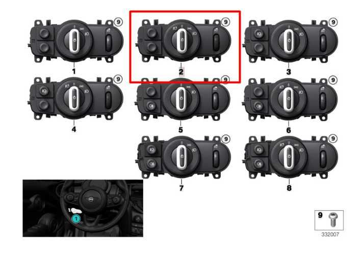 16-19 Mini Cooper Clubman Front Left Side Dash Headlight Control Switch w/ Trim2