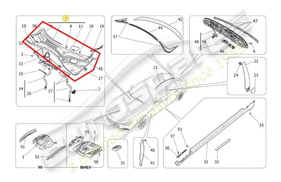 2017-2021 Maserati Ghibli 3.0L RWD Front Windshield Cowl Vent Grille Cover Panel - Alshned Auto Parts