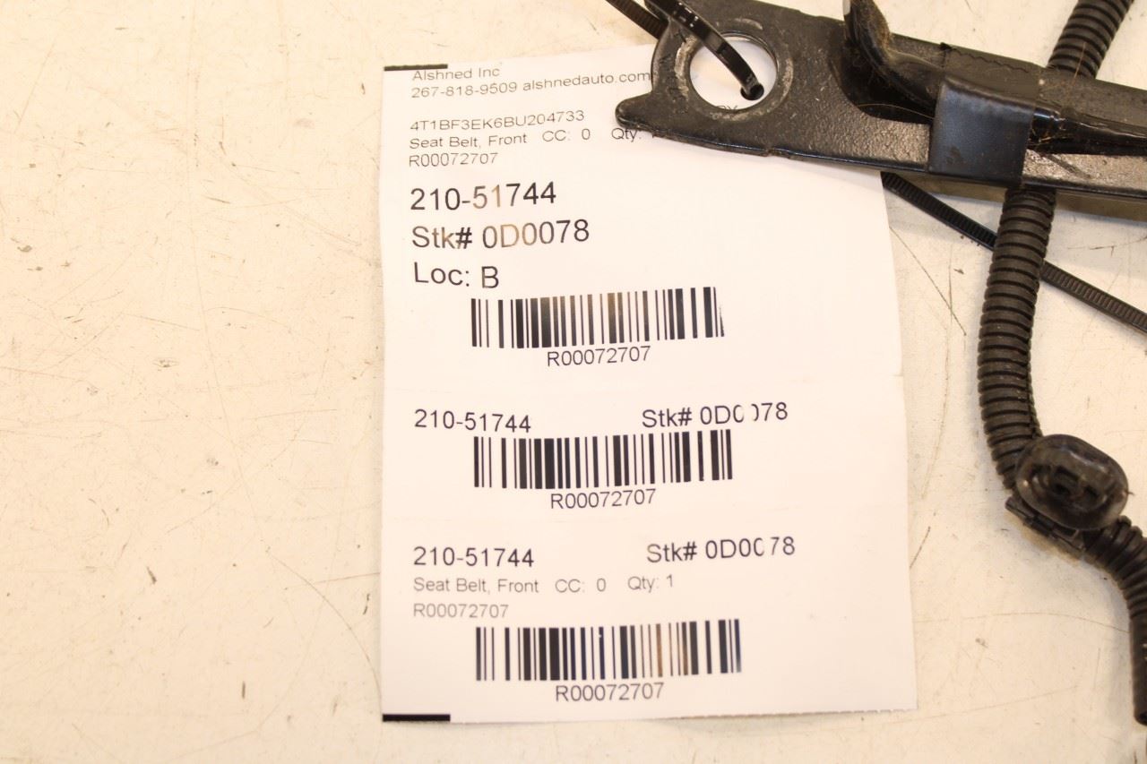 2007-2011 Toyota Camry LE 2.5L FWD Front Passenger Right Side Seat Belt Buckle - Alshned Auto Parts