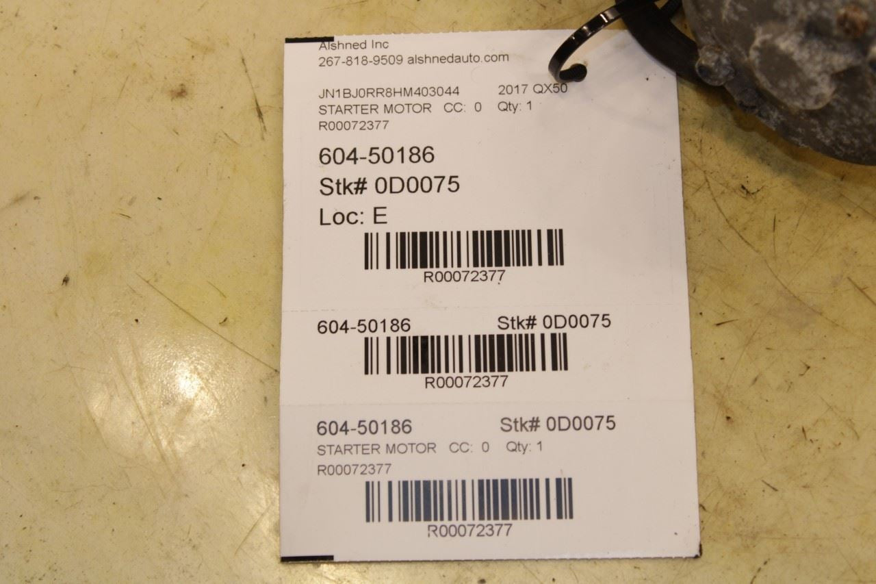 2014-2017 Infiniti QX50 3.7L Engine Starter Motor 23300-EY00E OEM - Alshned Auto Parts