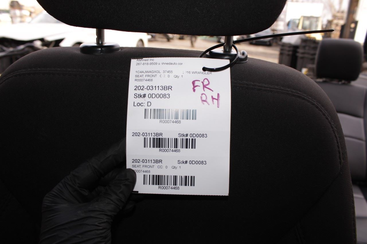 13-18 Jeep Wrangler Sport 2dr 3.6L 4WD Front Passenger Right Side Seat Complete - Alshned Auto Parts