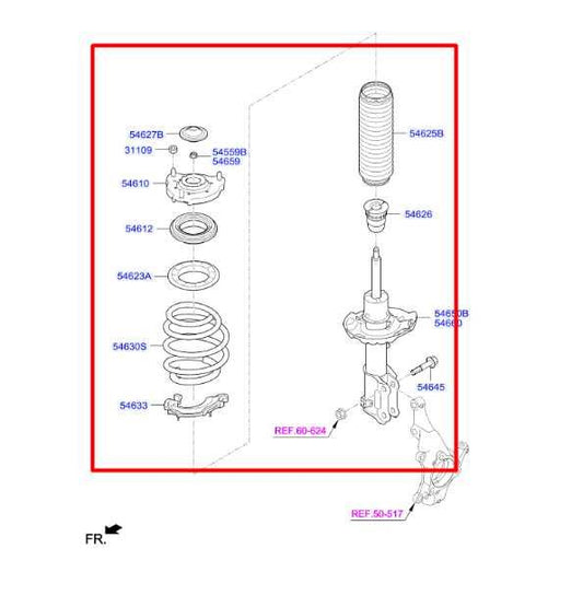 2016-20 Hyundai Elantra SE Front Left Side Shock Strut Absorber 54651-F3800 OEM - Alshned Auto Parts