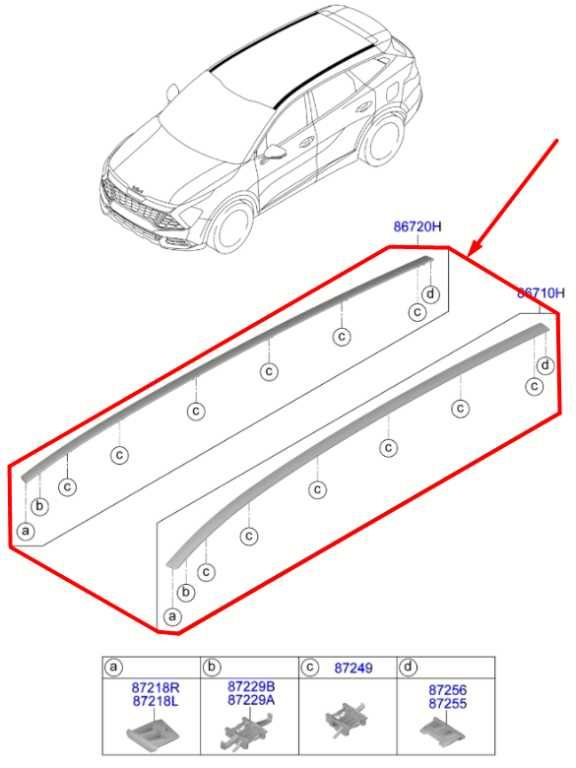 2023-25 Kia Sportage Hybrid EX Left and Right Roof Luggage Rack Rail 87270-P1000 - Alshned Auto Parts