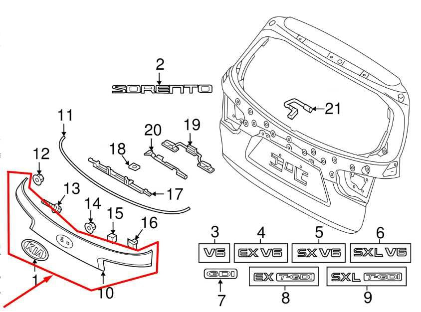 2016-20 Kia Sorento LX Tailgate Upper Garnish Trim Panel Molding 87371-C6000 OEM - Alshned Auto Parts