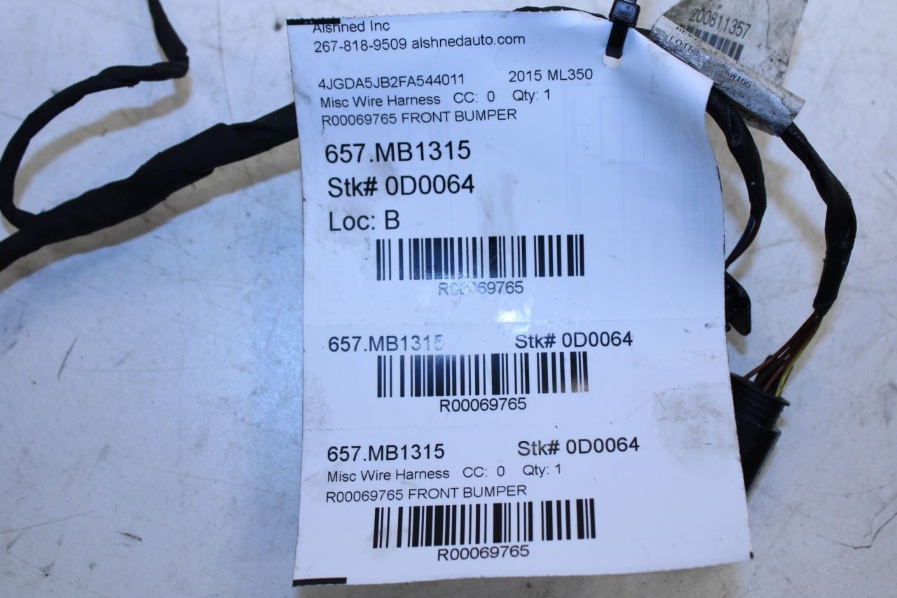 2012-2015 Mercedes-Benz ML350 Front Bumper Wire Harness 166-540-85-32 OEM - Alshned Auto Parts