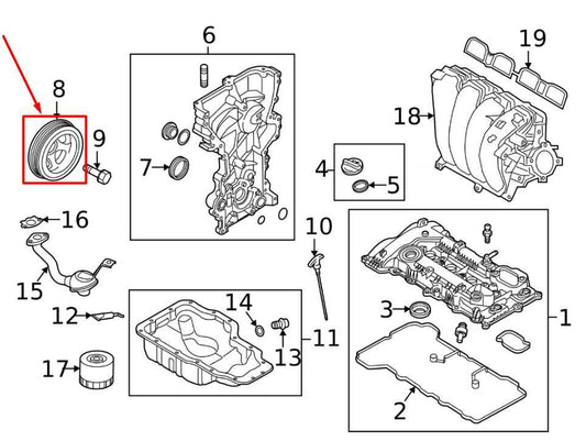 2019-24 Kia Forte LXS 2.0L Engine Crankshaft Pulley Vibration Damper 23124-2E003 - Alshned Auto Parts