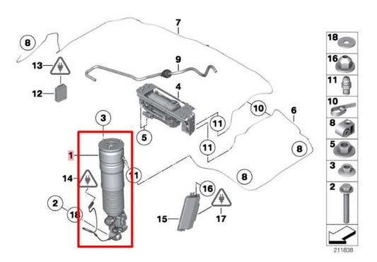 13-15 BMW 750i xDrive AWD Rear Driver Left Side Shock Strut Absorber 37106858813 - Alshned Auto Parts