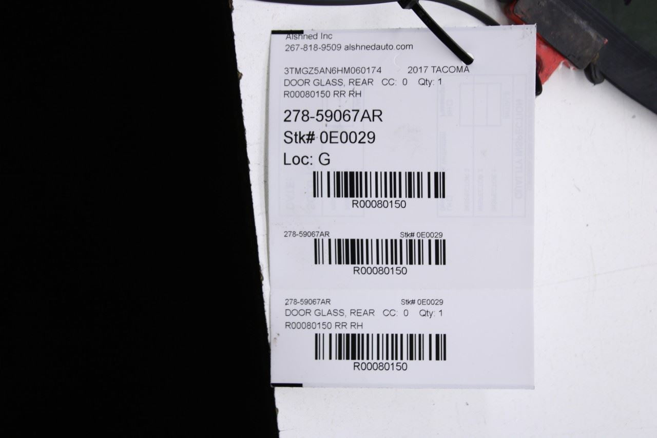 2016-2023 Toyota Tacoma Limited Rear Right Door Window Movable Glass 68103-04060 - Alshned Auto Parts