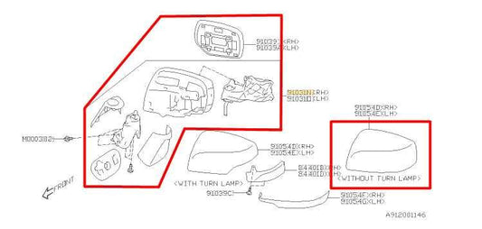 2015 Subaru XV Crosstrek Passenger Right Side Rear View Mirror 91036VA062 OEM - Alshned Auto Parts