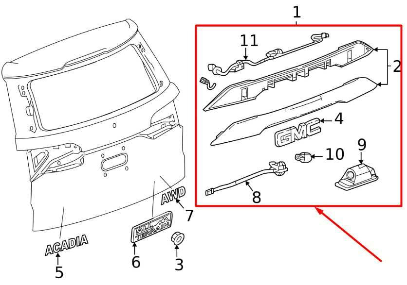 2018-19 GMC Acadia SLT-1 Rear Liftgate Applique Molding License Plate Light Lamp - Alshned Auto Parts