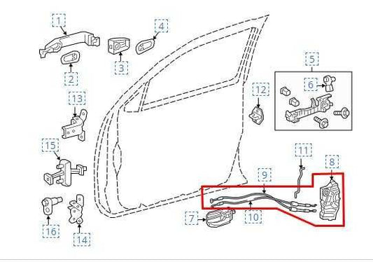2015-2023 Toyota Tacoma Front Left Side Door Lock Latch Actuator 69040-07020 OEM - Alshned Auto Parts