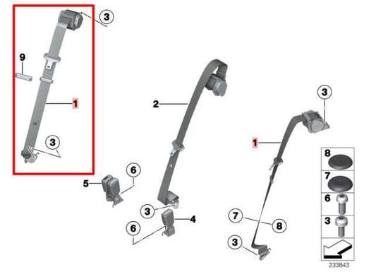 2011-17 BMW X3 xDrive28i 2.0L AWD Rear Passenger Right Side Seat Belt Retractor - Alshned Auto Parts