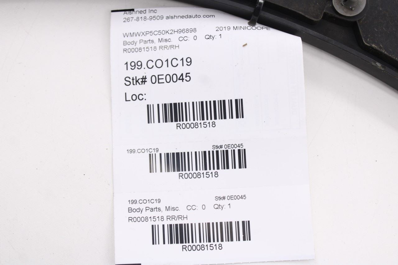 2013-21 Mini Hardtop Cooper Rear Right Side Fender Wheel Opening Molding 7300822 - Alshned Auto Parts