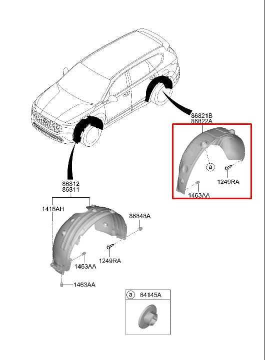 21-23 Hyundai Santa Fe SEL Rear Left Driver Side Wheelhouse Liner Splash Shield1