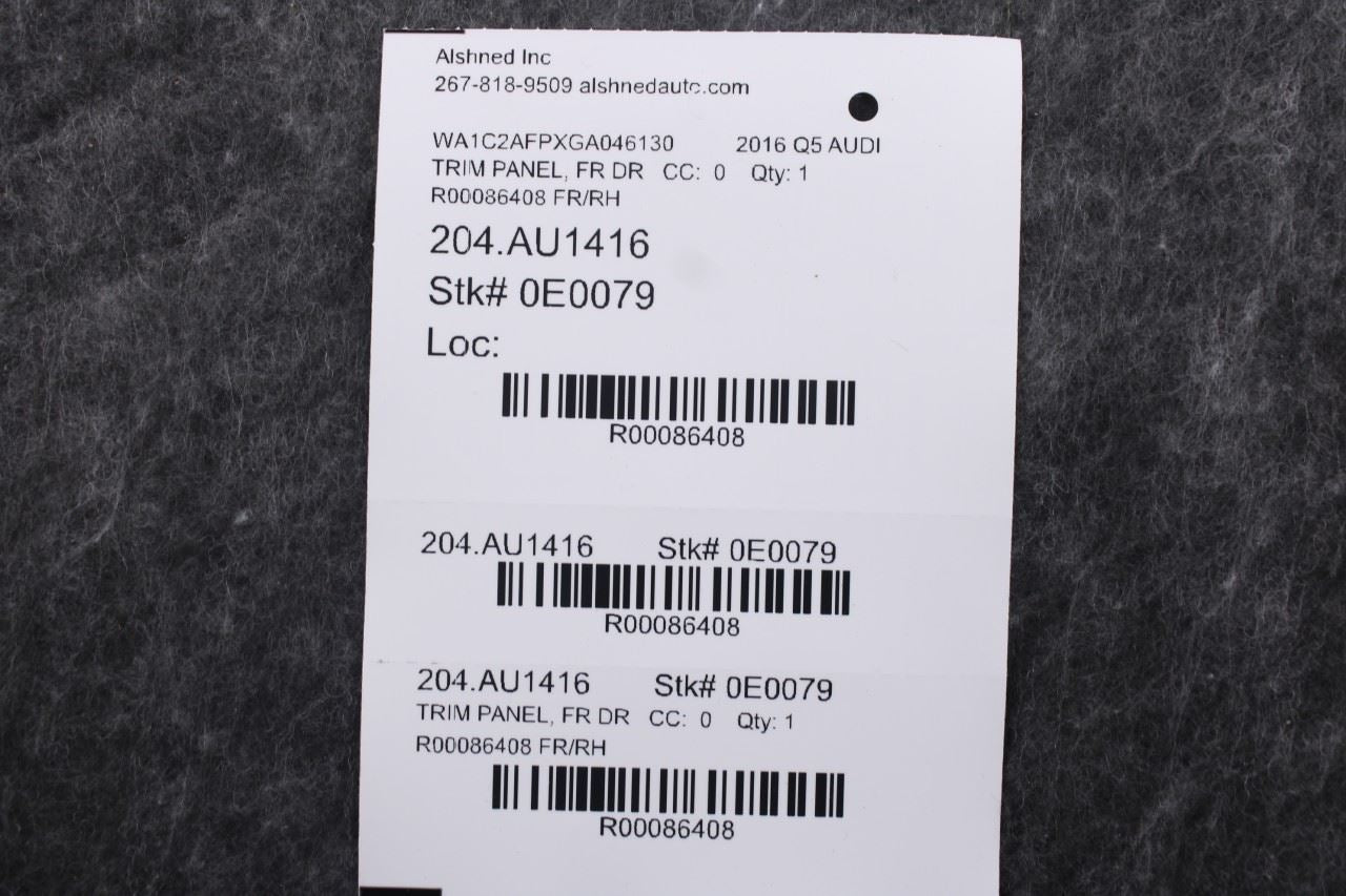 2009-2017 Audi Q5 Premium Front Right Side Door Trim Panel 8R1867104AGWFA OEM - Alshned Auto Parts
