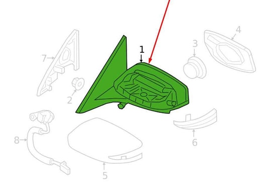 2016-2020 Nissan Maxima Left Driver Side Rear View Mirror 96302-4RA1A OEM - Alshned Auto Parts