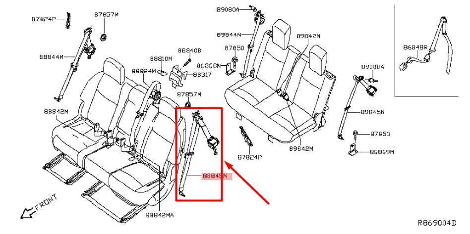 2013-20 Nissan Pathfinder RR LH Side 2nd Row Seat Belt Retractor 88845-3JA1B OEM - Alshned Auto Parts