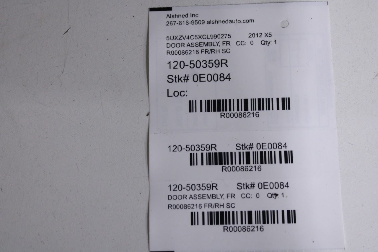2007-2013 BMW X5 Xdrive35i Front Right Side Door Shell Panel 41517211424 OEM - Alshned Auto Parts