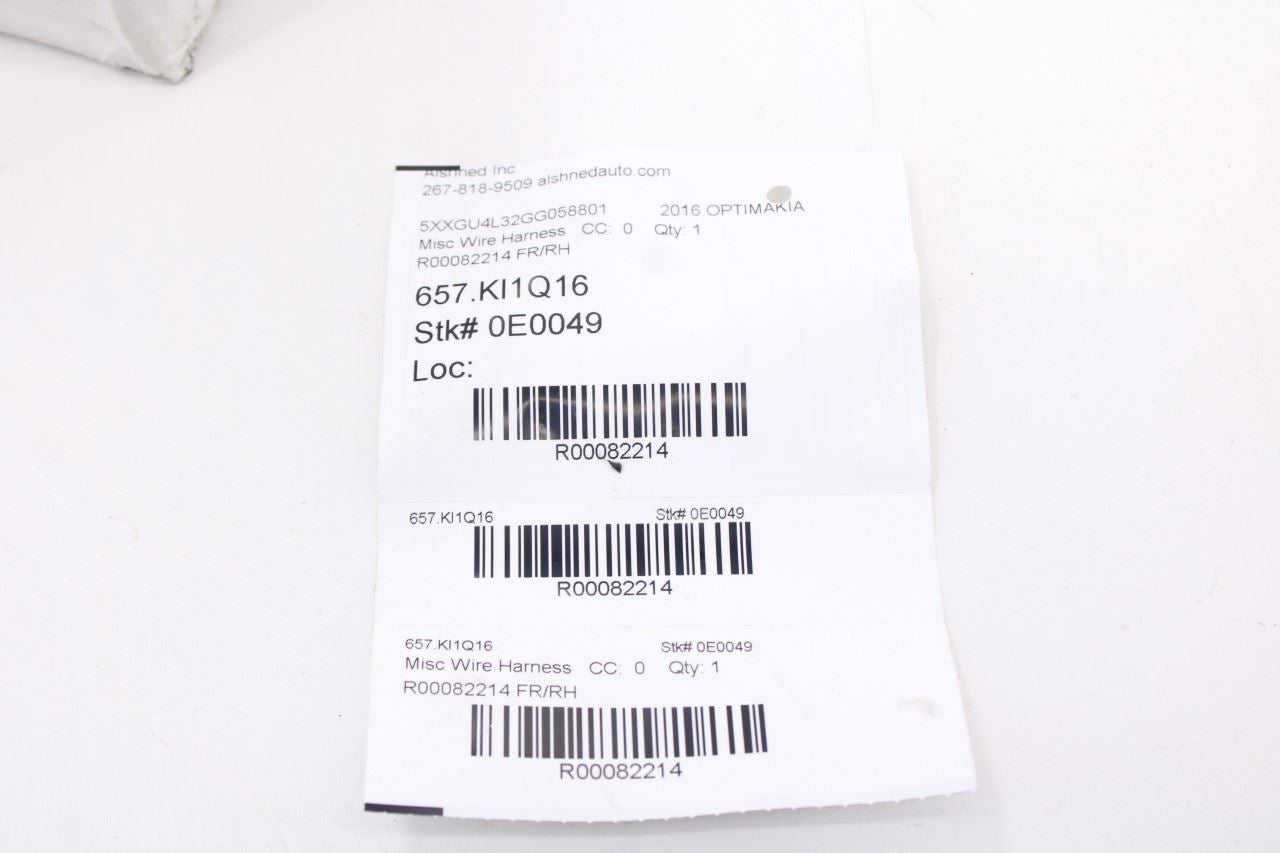 2016-2018 Kia Optima EX Front Right Passenger Side Door Wire Harness 91610-D50609