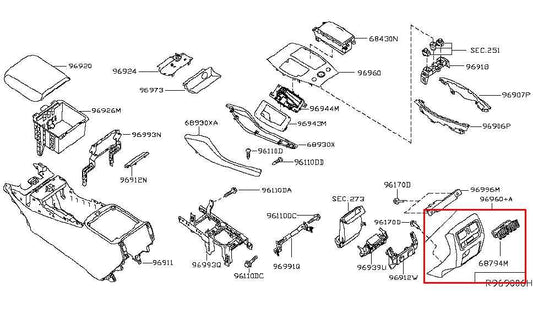 2015-2020 Infiniti QX60 Center Console Back Panel w/ Heater Control and Vents - Alshned Auto Parts