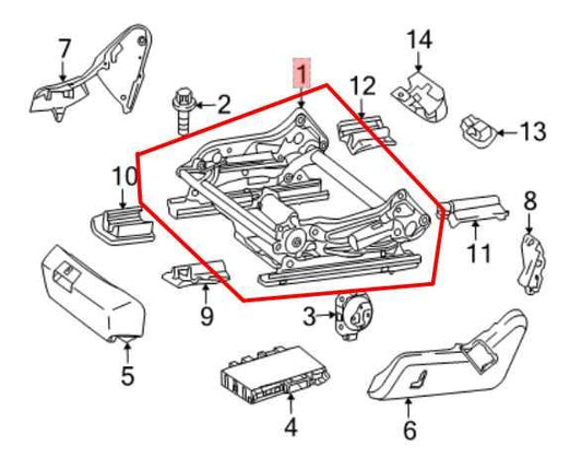 10-16 Mercedes-Benz E350 Sport 4Matic Front Seat LH Lower Track Frame w/ Motors - Alshned Auto Parts