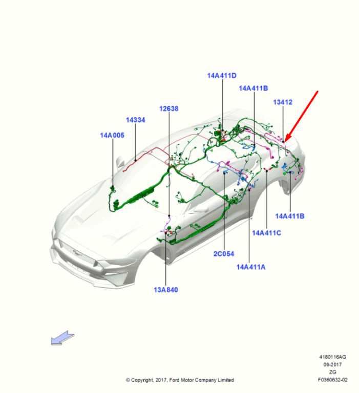 2018-2020 Ford Mustang GT Rear Bumper Tail Light Wire Harness with Park Sensors1