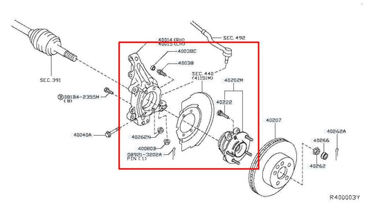 2014-2019 Infiniti QX60 Front Right Side Spindle Knuckle Hub 400148450H OEM - Alshned Auto Parts