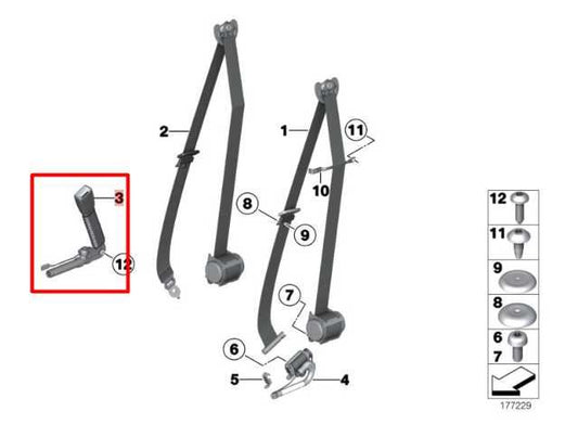 10-12 BMW 750Li xDrive 4.4L Front Driver Left Side Seat Belt Buckle 72119115305 - Alshned Auto Parts