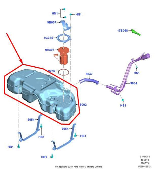 2020-2021 Ford Escape SEL 2.0L AWD Fuel Gas Tank 14.8 US Gallons w/ Heat Shield - Alshned Auto Parts