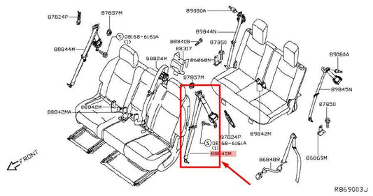 2019-2020 Infiniti QX60 RR Left Side 2nd Row Seat Belt Retractor 88845-9NP0B OEM - Alshned Auto Parts