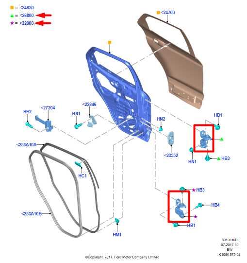 2018-2022 Ford EcoSport Rear Right Door Hinge Upper and Lower BB5Z-7826800-C OEM - Alshned Auto Parts