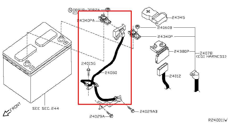 13-19 Nissan Sentra SV 1.8L FWD Negative Battery Earth Sensor Cable 24080-3SG1A1