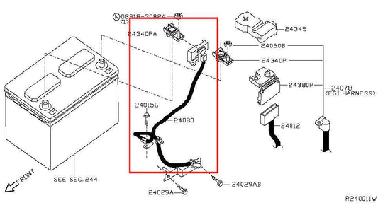 13-19 Nissan Sentra SV 1.8L FWD Negative Battery Earth Sensor Cable 24080-3SG1A - Alshned Auto Parts