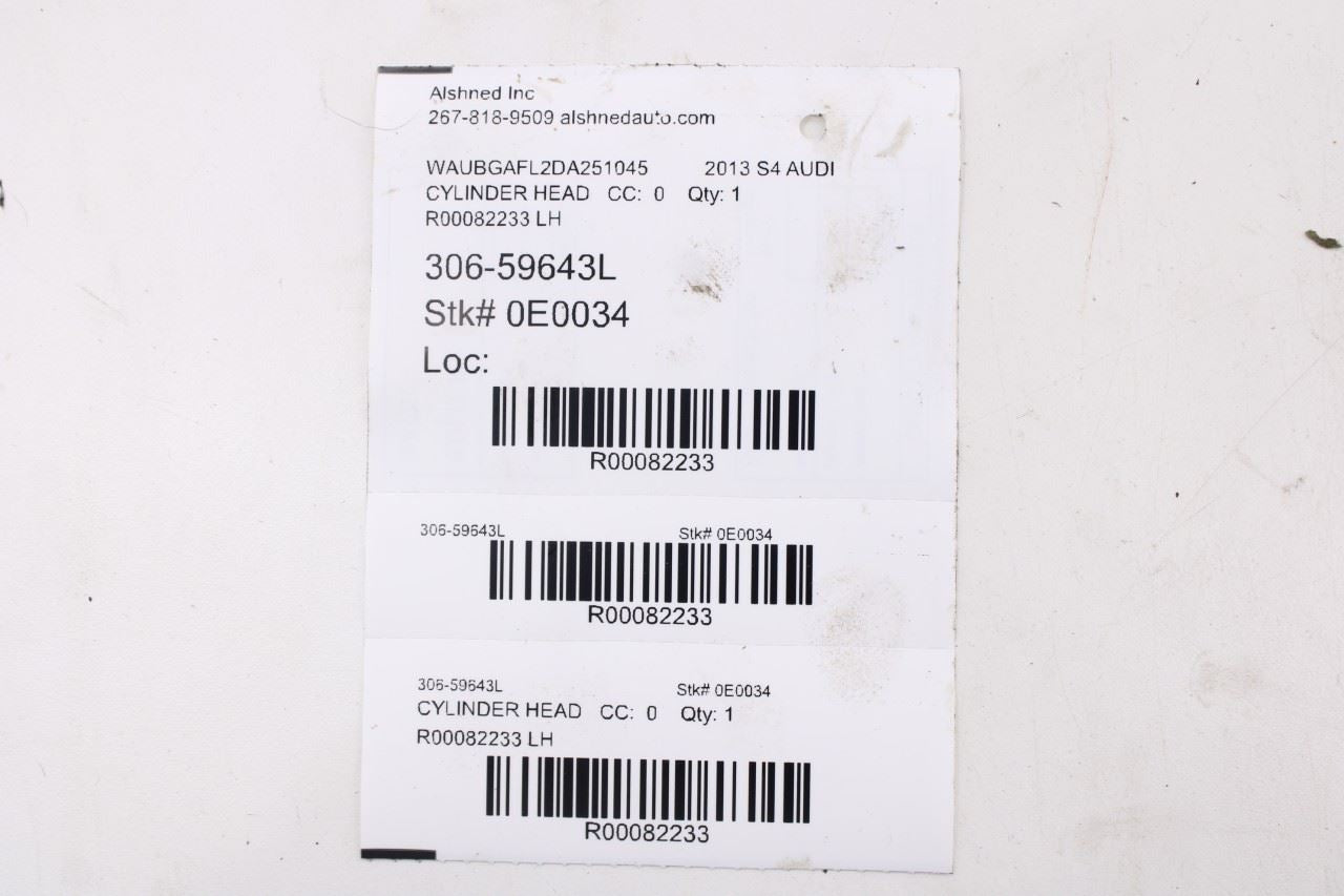 2012-2016 Audi S4 Premium Plus 3L Left Side Engine Cylinder Head Assy 06E103403M13