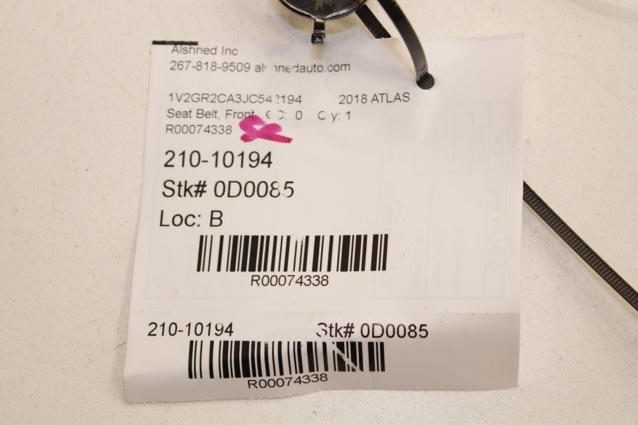 2018-20 Volkswagen Atlas S 3.6L AWD Front Passenger Right Side Seat Belt Buckle - Alshned Auto Parts