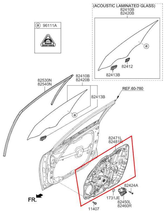 16-20 Kia Optima LX Front Left Door Window Regulator w/ Carrier Plate 82471D5000 - Alshned Auto Parts