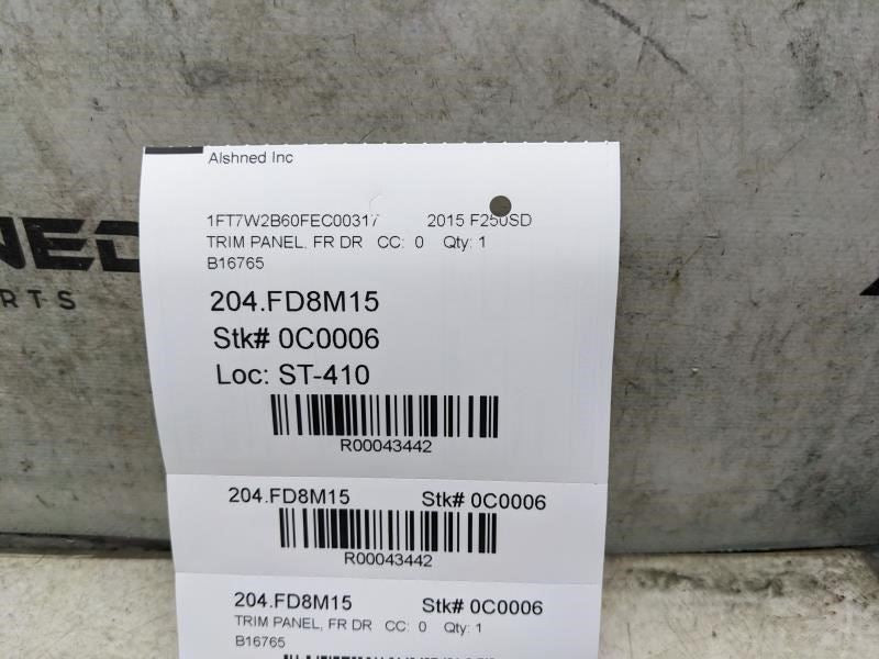 2013-2015 Ford F250SD Platinum Front Left Door Trim Panel DC3Z-3623943-FA OEM
