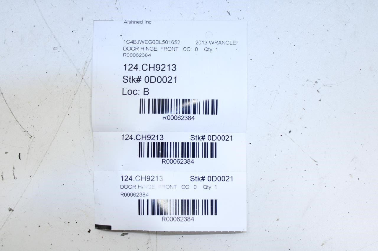 07-18 Jeep Wrangler Front RH Door Hinge Upper and Lower w/ Bolts 55395386AE OEM - Alshned Auto Parts