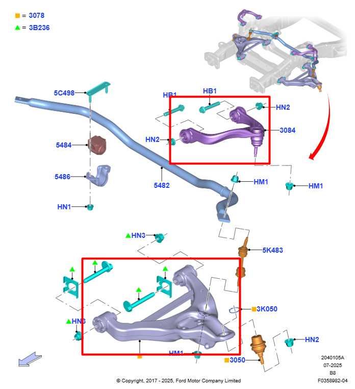 2018-21 Ford Expedition Limited 4WD Front RH Shock Absorber and Control Arms Set - Alshned Auto Parts