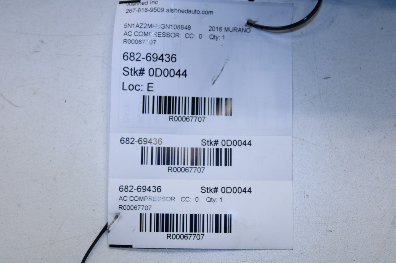 2015-2020 Nissan Murano Platinum 3.5L AC Air Conditioner Compressor 92600-5AA0A - Alshned Auto Parts